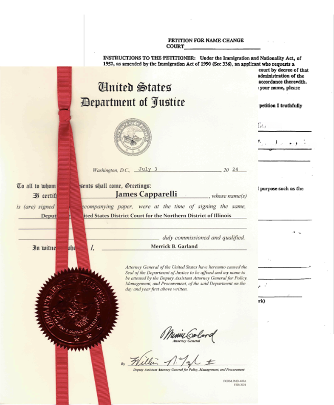 U.S. Department of Justice, DOJ certification, document authentication, federal document verification, legal document certification, international document use, apostille process, name change certification, U.S. District Court documents, DOJ authentication services, federal court document legalization, U.S. DOJ certification process, document legalization for abroad, DOJ apostille requirements, U.S. legal document validation